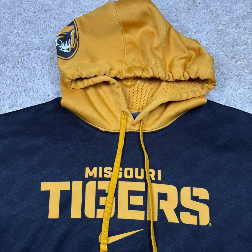 Nike Missouri Tigers Hoodie Men XXL Black Yellow Therma-Fit Pullover